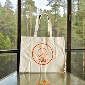 NWOT Teddy Bear Print Linen Shopping Tote Bag Cream Orange Multi-Purpose